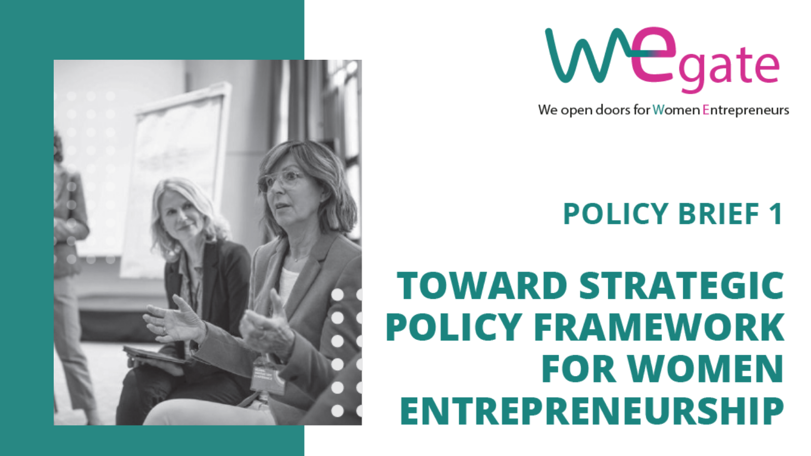 Image by WEgate presenting title of the policy brief on women entrepreneurship